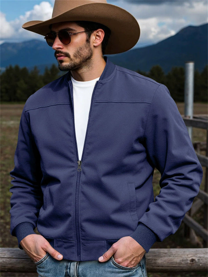 Male's Autumn Solid Color Zip Up Cowboy Suede Jackets