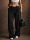 Women High Waist Wide Leg Pleated Office Dress Pants