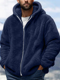Men's Warm Casual Thick Fleece Lined Zip Up Hooded Coats