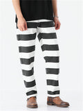 Men Streetwear Casual Striped Wide Leg Straight Leg Cargo Pants