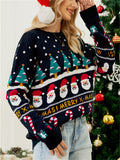 Women's Candy Santa Claus Jacquard Round Neck Pullover Christmas Sweaters