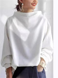 Women's Autumn Loose Semi-high Neck Long Sleeved Top