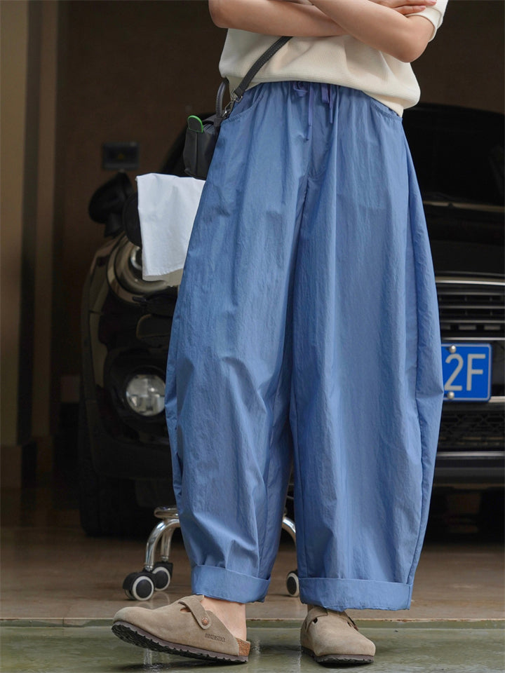 Ladies Spring Summer Drawstring Pants with Pockets