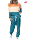 Candy Color Wide Stripe Sweatshirt + Stretchy Pants