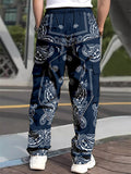 Men's Casual Paisley Print Cargo Jogger Pants with Pockets