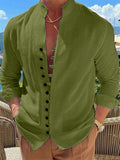Male Retro Collared Button Up T-shirts