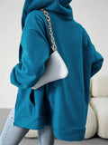 Female Comfort Plain Loose Sporty Zipper Hoodies