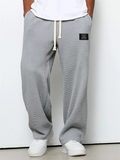 Men's Casual Autumn Solid Color Waffle Sporty Straight Trousers