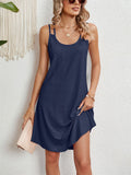 Women's Candy Color U Neck Sleeveless Hollow Out Sundress