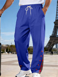 Mens Plaid Patchwork Drawstring Elastic Waist Trousers