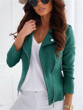 Women's Autumn Casual Zip Front Lapel Slim Fit Suede Jackets
