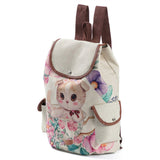 Lovely Cartoon Kitty Lightweight Canvas Schoolbag for Girls