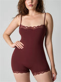 Women's Lace Trim Bodysuit Tummy Control Shapewear Romper Jumpsuit