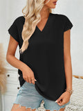 Women's Summer Solid Color V Neck BatWing Sleeve Shirts