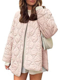 Women's Autumn Solid Color Round Neck Loose Quilted Coats