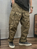 All Match Loose Drawstring Olive Green Trousers for Men