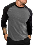 Men's Contrast Color Long Sleeve Raglan T-Shirt Casual Top