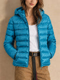 Women Hooded Puffer Jacket Zip Up Lightweight Outerwear