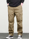 Men's High Steet Simple Cotton Loose Fit Multi Pockets Cargo Pants