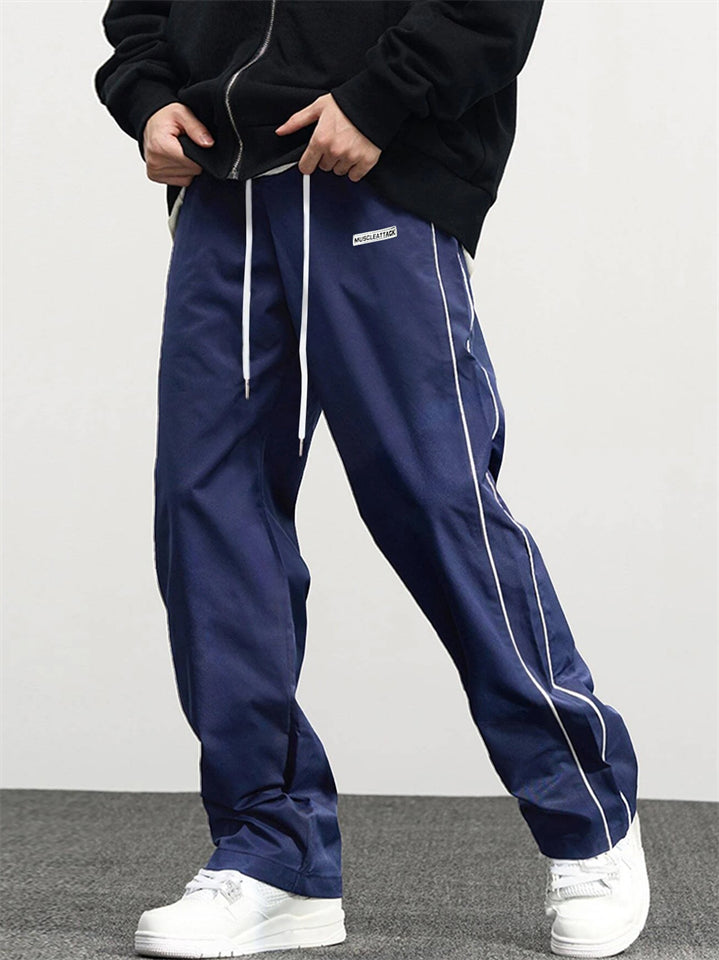 Men's Retro High Street Contrast Color Straight Pants