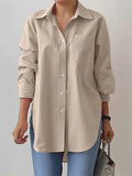Women's OL Style Loose Fit Long Sleeve Button-Up Blouses