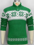 Men's Pullover Stand Collar Snowflake Jacquard Sweaters