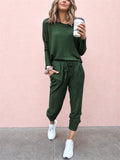 Women's Comfort 2-Piece Set Casual T-Shirt & Lace Up Pants