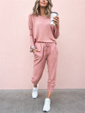 Women's Comfort 2-Piece Set Casual T-Shirt & Lace Up Pants