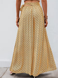 Summer Women's Holiday Style Print Tie-waist Wide Leg Pants