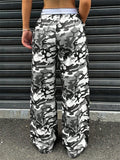 ‌Women's Low Waist Camouflage Print Wide Leg Casual Pants‌