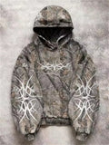 Men's Casual Retro Camouflage Print Pullover Long Sleeve Hoodie