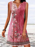 Women's Vintage Floral Sleeveless A-line Dress