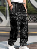 Men's Casual Paisley Print Cargo Jogger Pants with Pockets