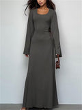 Ladies Elegant U-neck Flare Sleeve Strapped Dresses
