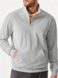 Men's Corduroy Contrast Color Stand Collar Pockets Shirt