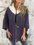 Women's Autumn Casual Contrast Collar Zip Up Half Sleeve Coats