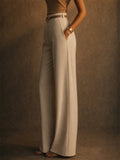 Women Wide Leg Pants High Waist Office Trousers with Pockets