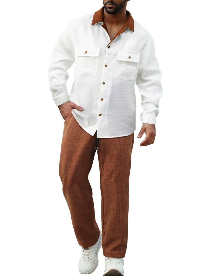 Men's Stylish Cargo Shirts and Casual Pants Matching Set