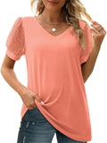 Women's Elegant Mesh Puff Sleeve V-Neck Slim Fit Shirt