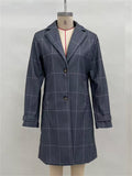 ‌Autumn Plaid Single Breasted Mid-Length Lapel Coat for Women