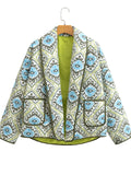 Women's Trendy Contrast Color Geometry Print Lapel Cardigan Coat