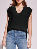 Women's Solid Color V Neck Sleeveless Vest Sweater
