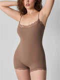 Women's Lace Trim Bodysuit Tummy Control Shapewear Romper Jumpsuit