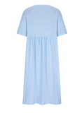 Women's Cozy Cotton Linen Crew Neck Half Sleeve Pleated Dress