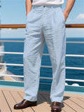 Men's Summer Lightweight Casual Striped Linen Pants