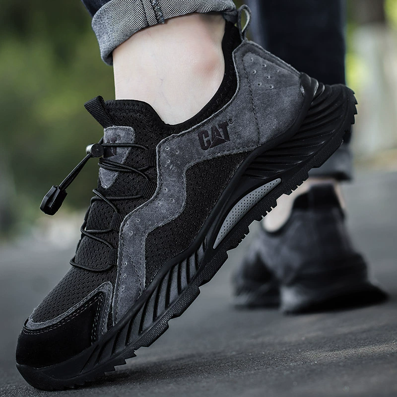 Male's Faux Leather Mesh Patchwork Outdoor Elastic Laces Sneakers