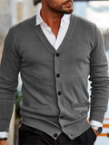 Men's V-Neck Button-Up Long Sleeve Casual Loose Fit Cardigan‌ Sweaters