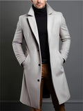 Male's Casual Solid Color Single Breasted Lapel Button Up Coat