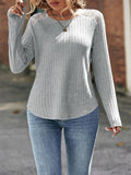 Autumn Crew Neck Long Sleeve Casual Shirt for Lady