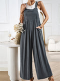 Female Summer Linen Cotton Strappy Wide Leg Jumpsuits